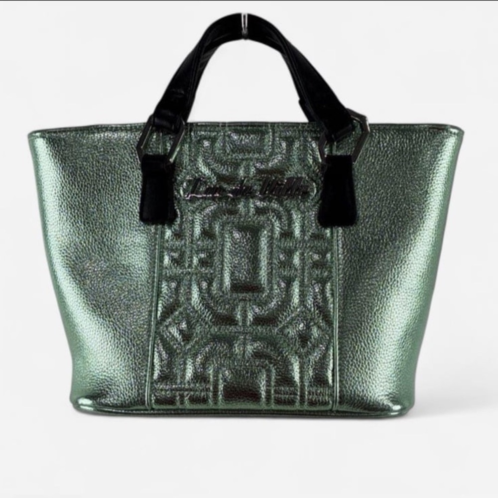 Lux De Ville Metallic Green Tote Bag Crossbody Purse